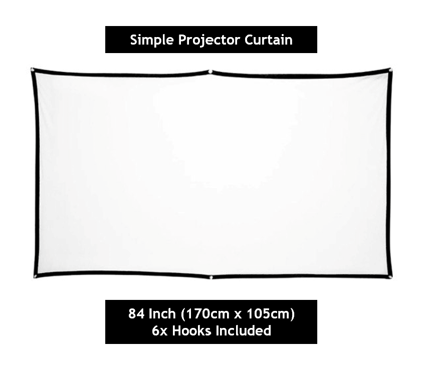 CELESTIALS White Projector Curtain - 84 Inch, 16:9 for Home Cinema with 6x Hooks
